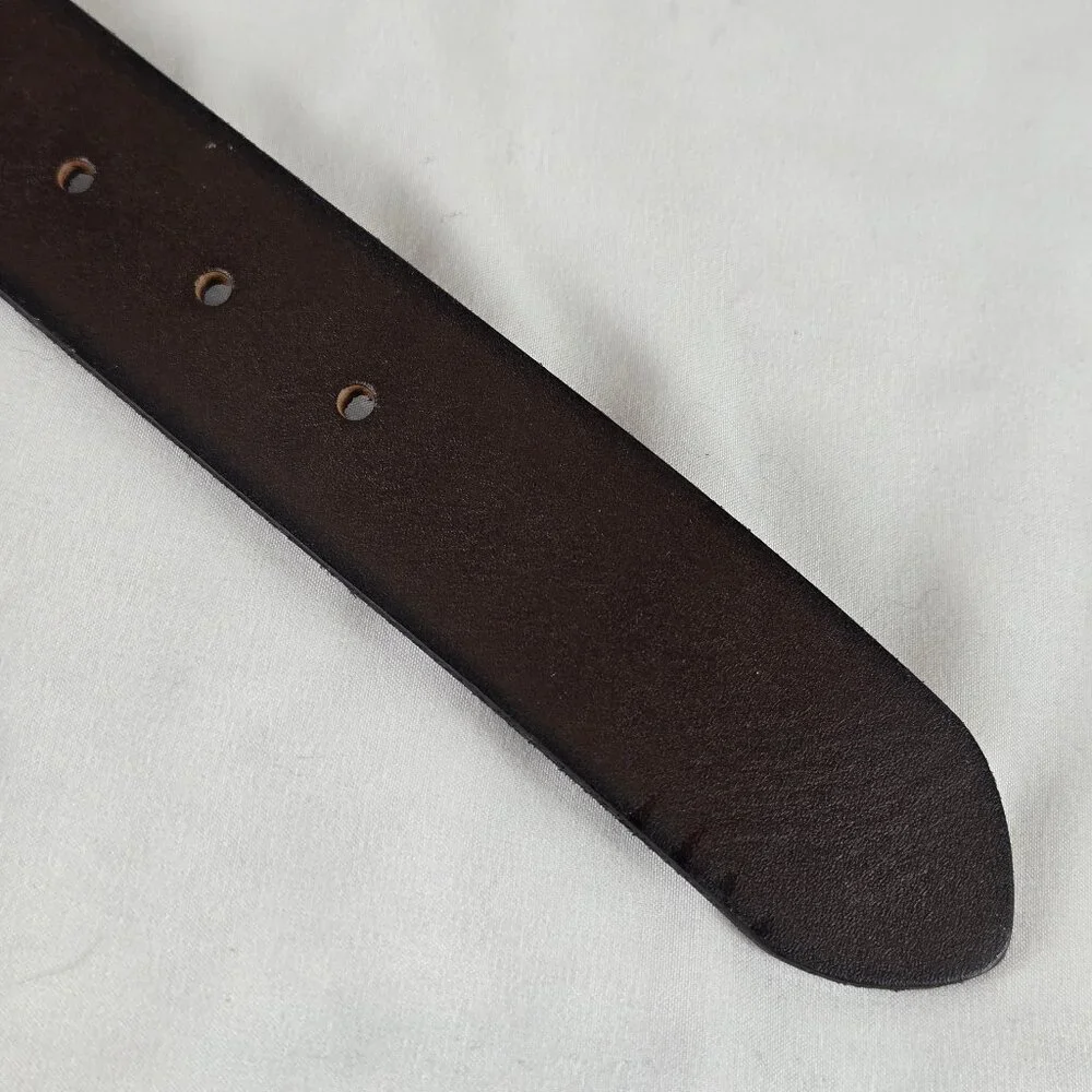 Timberland Size 46 Reversible Brown/Black Leather Belt Gunmetal Toned Hardware